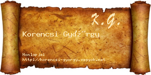 Korencsi György névjegykártya